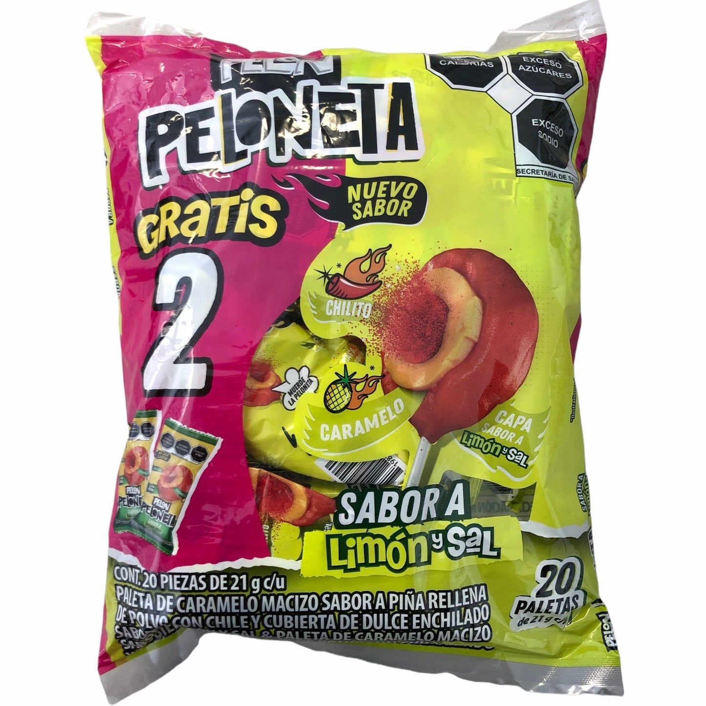 Pelon Peloneta - Tamarind(o) with mango 20 Paletas (Lollipops)