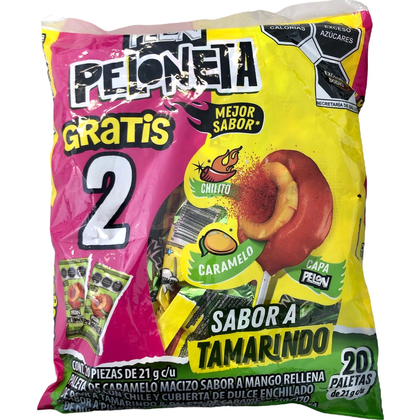 Pelon Peloneta - Chamoy with Watermelon 20 Paletas (Lollipops)