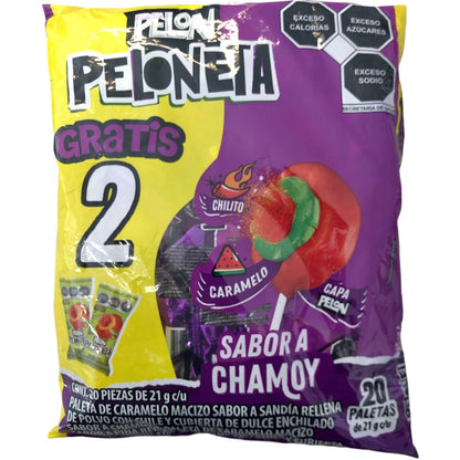 Pelon Peloneta - Chamoy with Watermelon 20 Paletas (Lollipops)