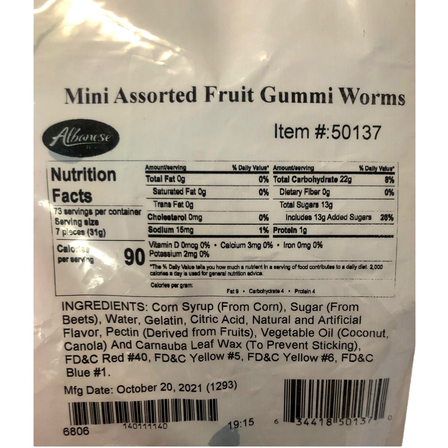 Albanese Assorted Fruit Gummi Worms (5lbs)