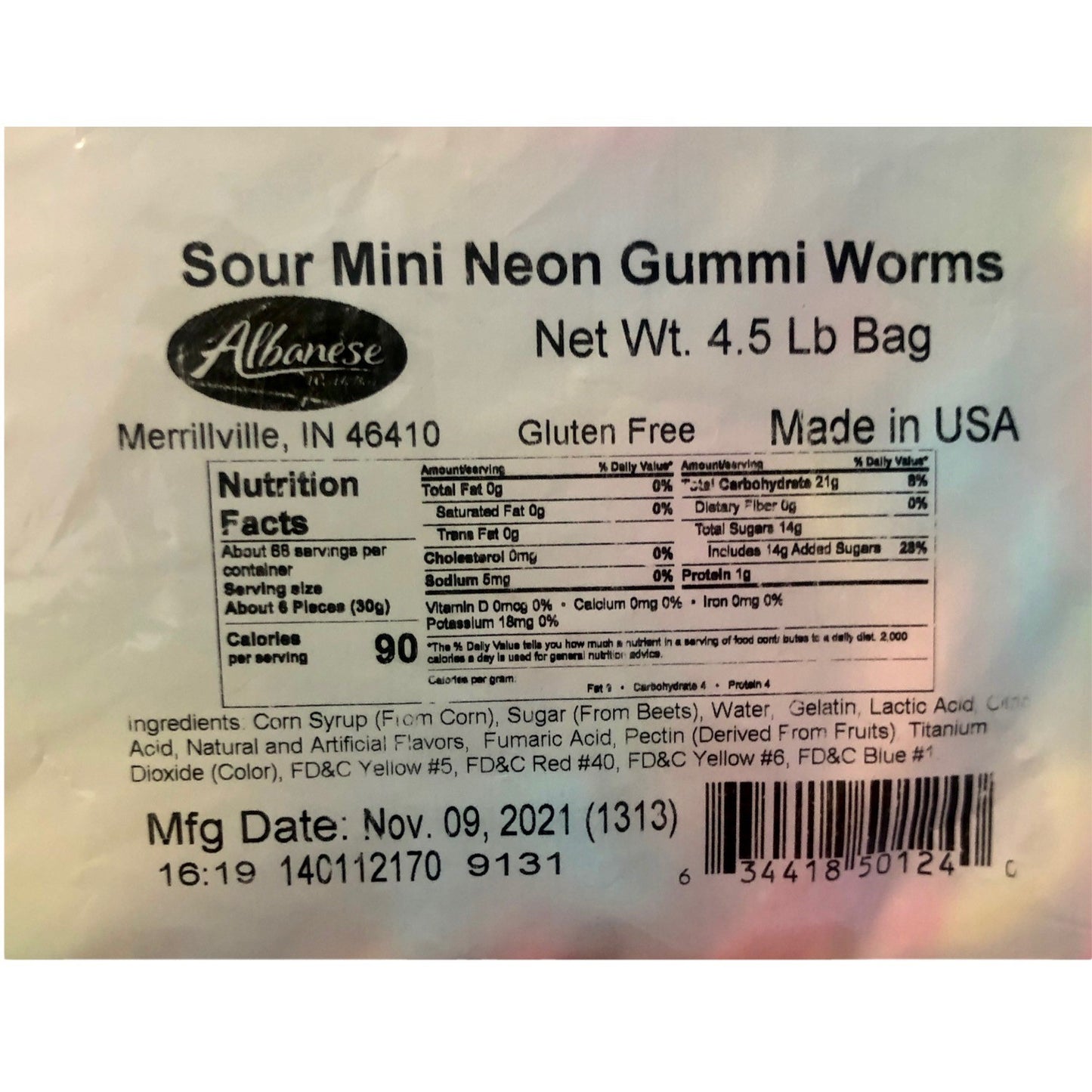 Albanese Assorted Fruit Gummi Worms (5lbs)