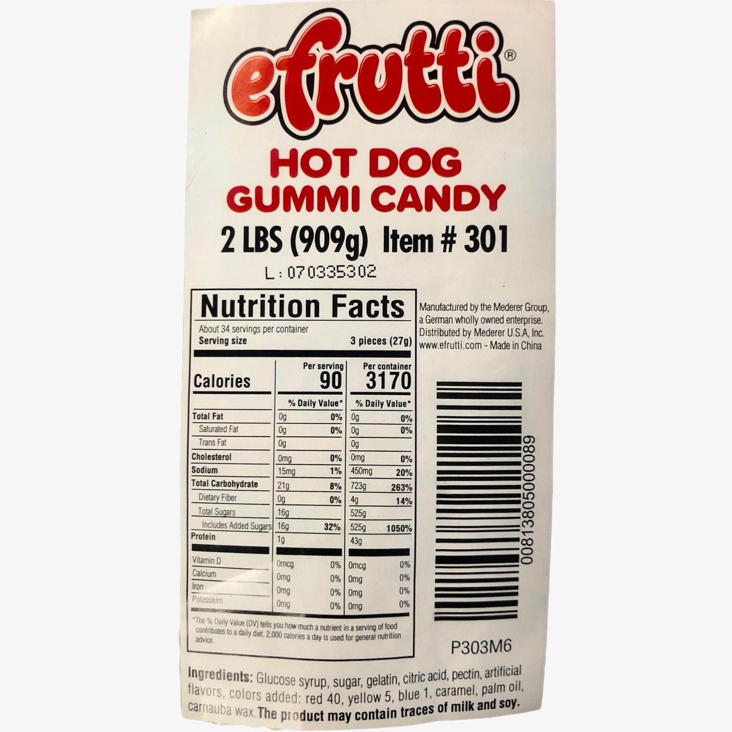 Efrutti Hot Dog Gummi Candy (2lbs)